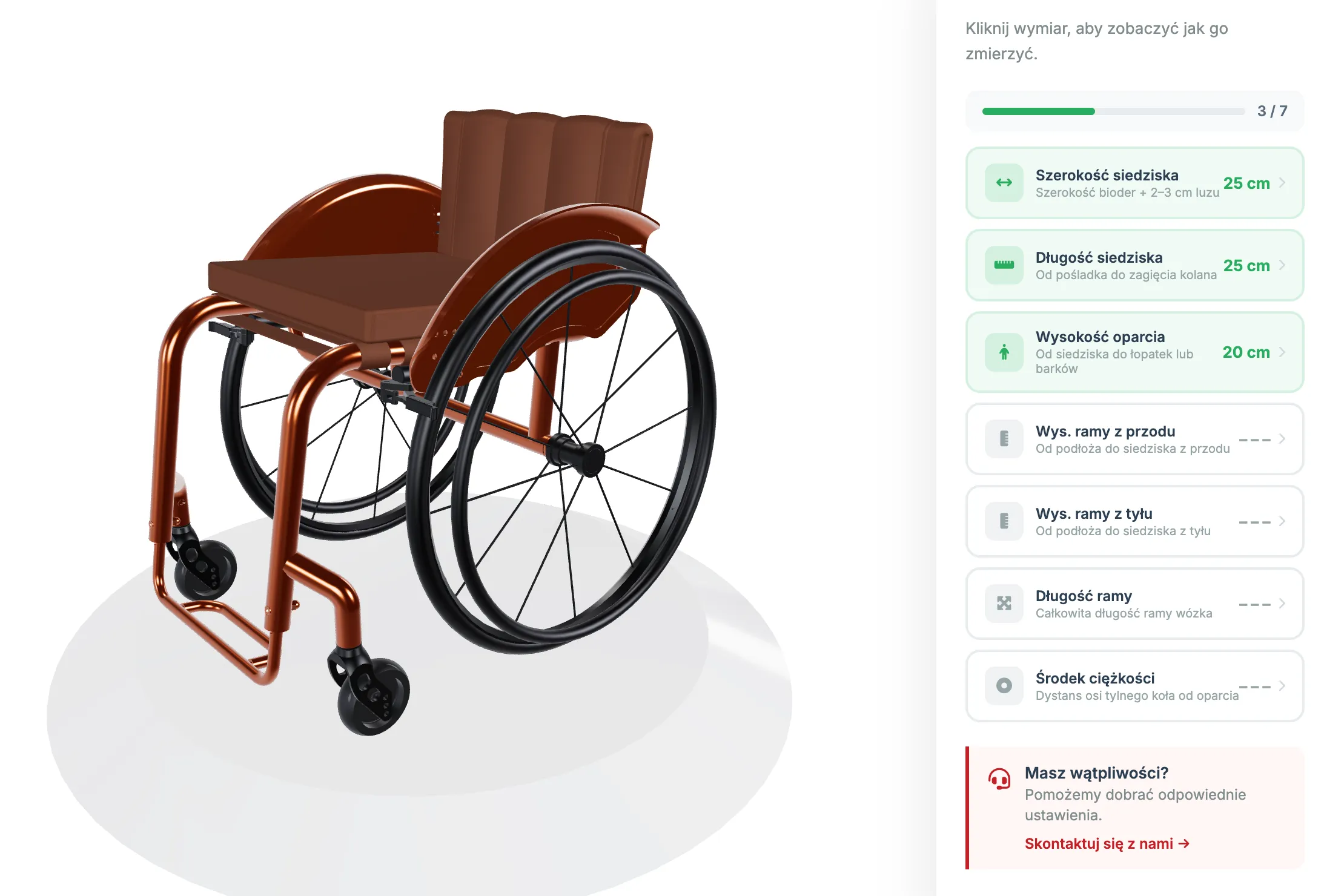 SPARX One configurator – adjust dimensions